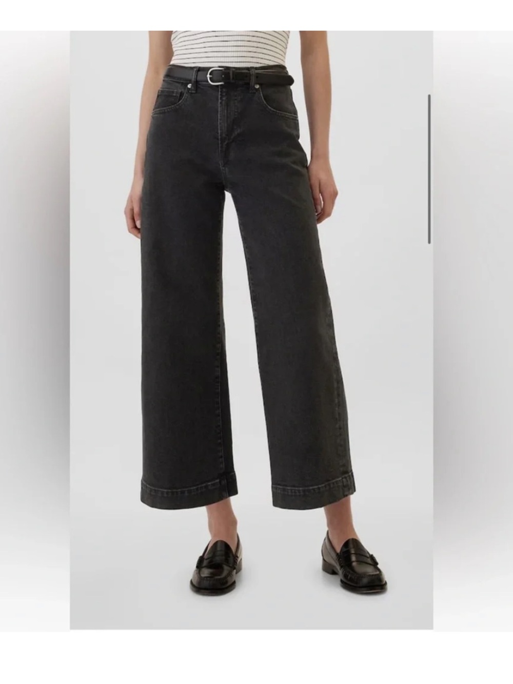 GAP 30 tall Washed Black Wide-Leg Ankle Jeans